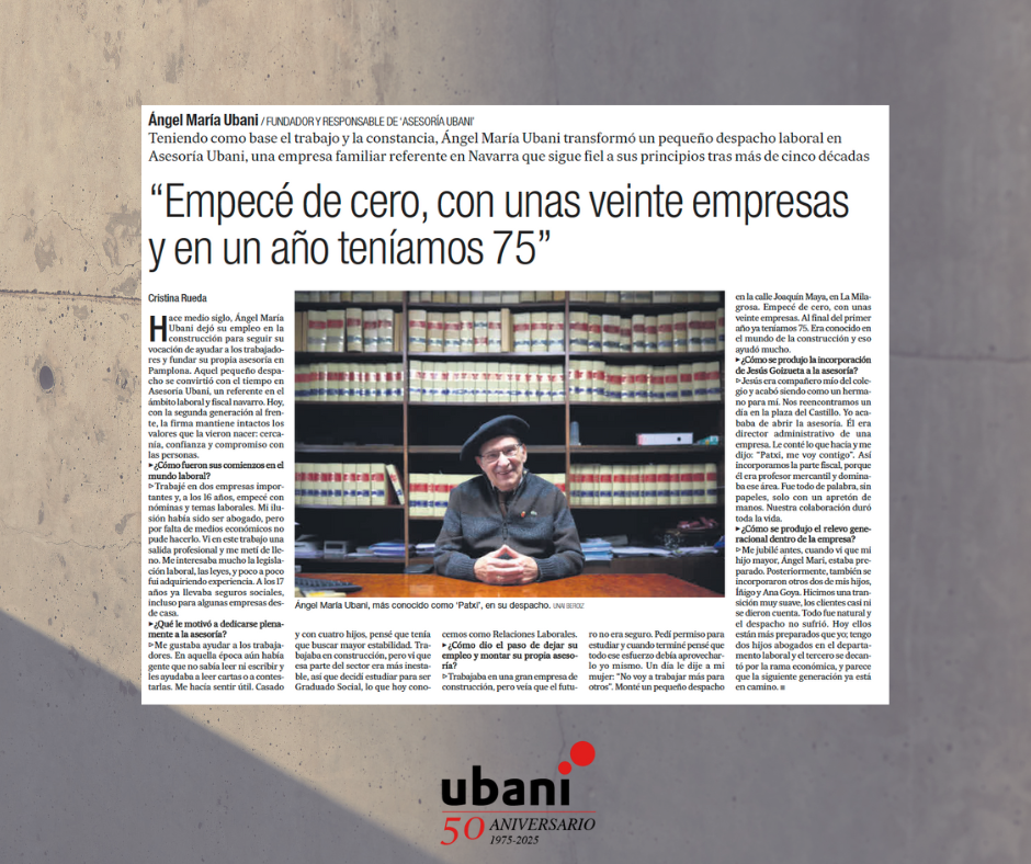 Asesoría Ubani: más de 50 años de confianza y compromiso en Navarra